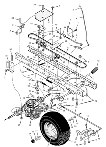 Drive Assembly Diagram and Parts List for 425611X99B 2001 Briggs and Stratton Lawn Tractor